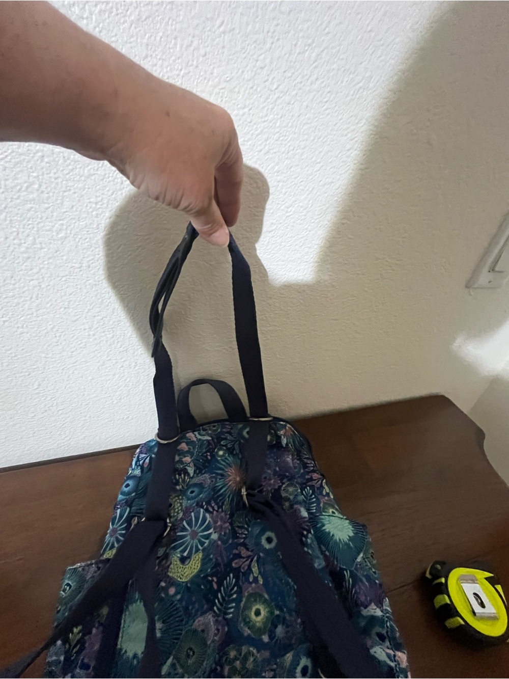 Sakroots Navy Floral Mini Backpack with Teal, Aqua & Lavender Accents - Picture 3 of 11
